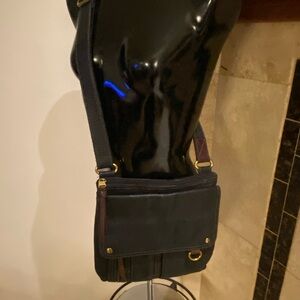 Fossil Black and Brown Unisex Messenger Bag